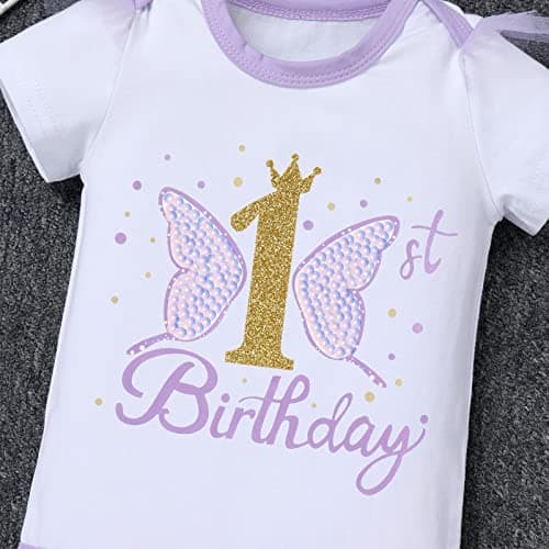 ODASDO Baby Girl First Birthday Outfit: Flower Print Cotton Romper & Tutu Skirt Set