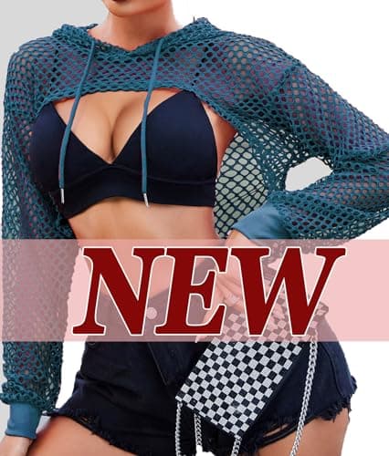 Avidlove Mesh Crop Top Hoodie - Women's Rave Festival Club Party Top