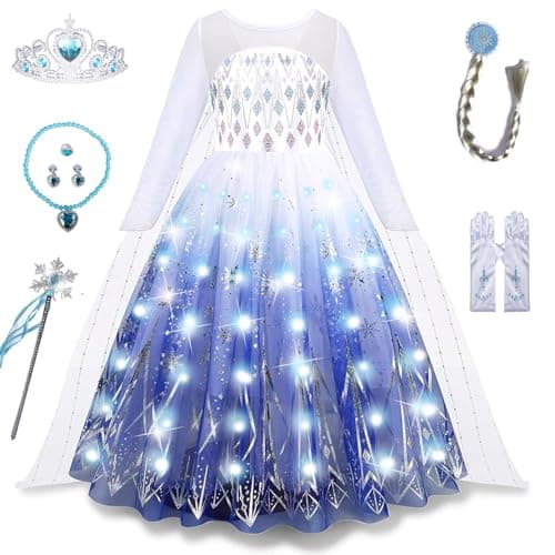 Snow Princess Dress Halloween Costume for Toddler Kids with Accessories