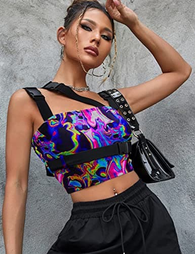 CYCLAMEN Women's Buckle Tube Crop Cami Tops