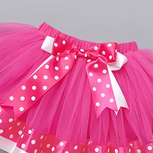 Baby Girls Birthday Outfit with Polka Dots Tops and Tutu Skirt