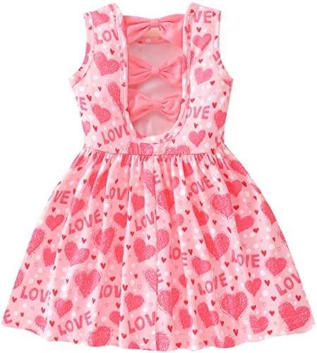 Popshion Girls' Leopard Print Sleeveless Sundress with Back Bowknot