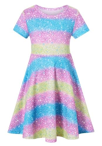 RAISEVERN Toddler Girls Short Sleeve Casual Midi Sundress 4-9T