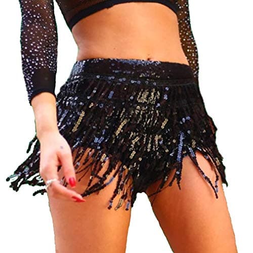 Fenyong Women's Sequins Tassel Skirts for Rave Festivals