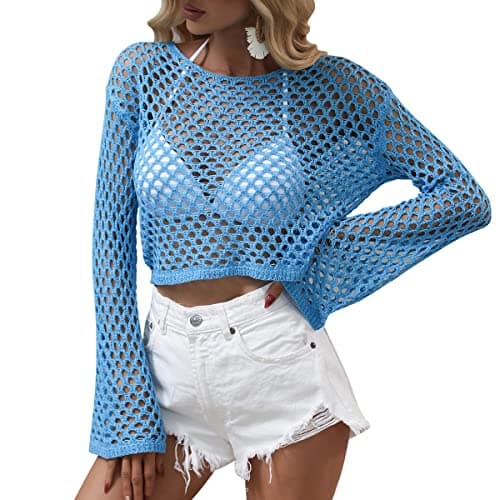 IMEKIS Women Crochet Knit Crop Tops