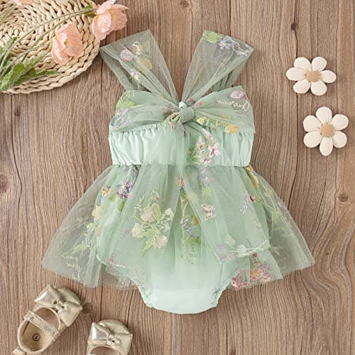 Newborn Baby Girl Floral Lace Butterfly Romper for 1st Birthday Cake Smash Photo Shoot