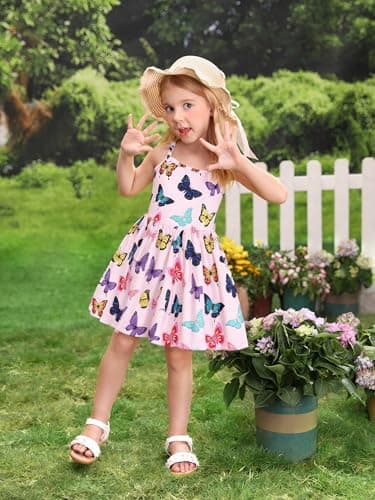 NUBEEHOHO Toddler Dinosaur Backless Sundress for Birthday Beach