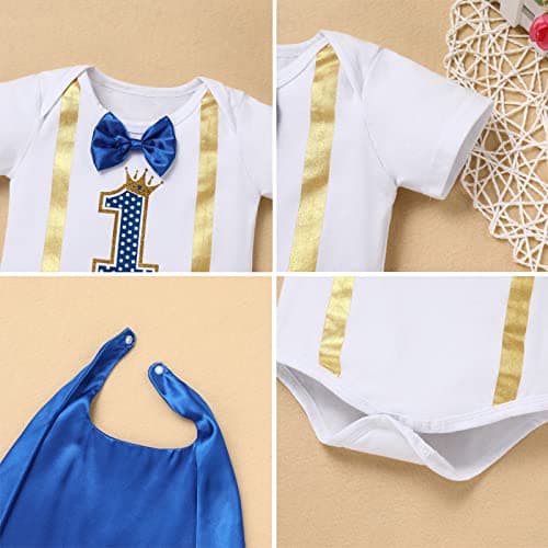 AWIBMK Baby Boys 1st Birthday Cake Smash Outfit 4PC Costume Set
