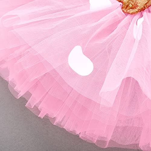 Baby Girls' 1st Birthday Polka Dot Romper Tutu Outfit with Mouse Ears Headband for Cake Smash Photo Shoot