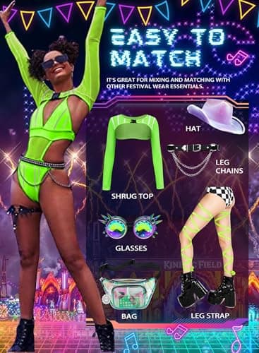 EVELUST Neon Bodysuit & Jumpsuit for EDC Festival Women