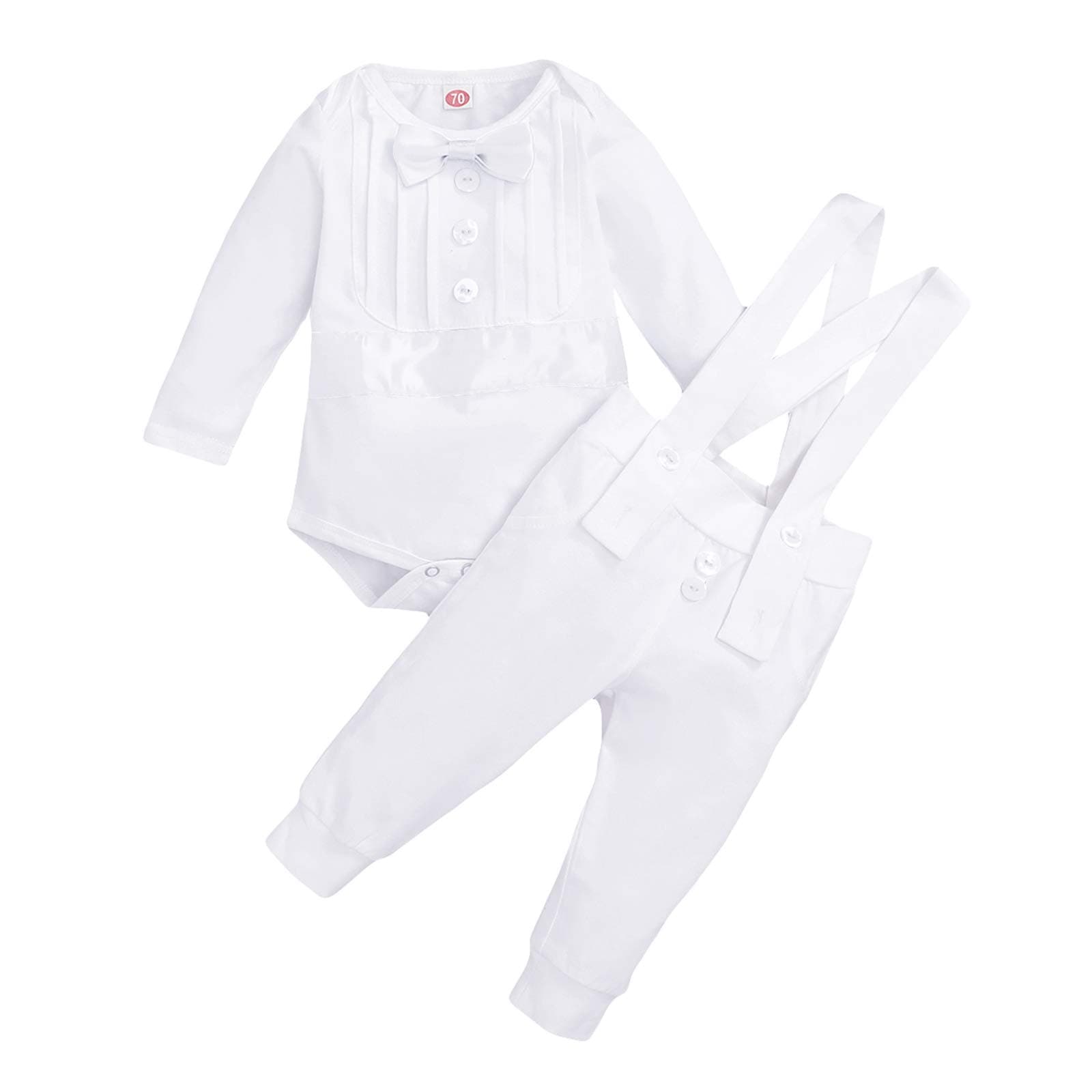 Baby Boys Christening Outfit Bowtie Romper Suit Set