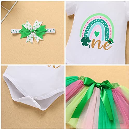 IMEKIS Boho Rainbow Romper & Leprechaun Skirt Set for Baby Girl
