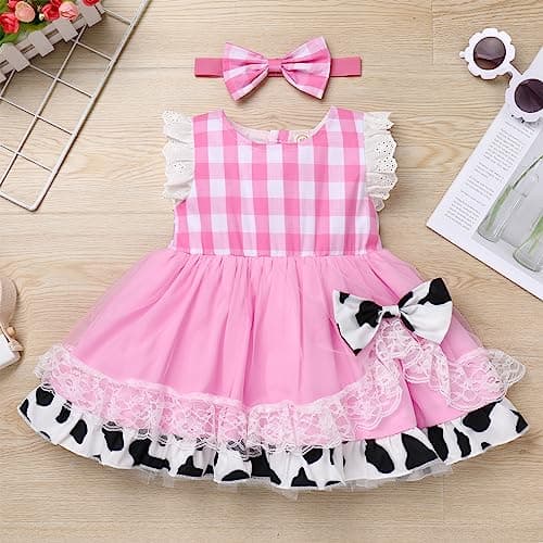 Cow Butterfly Strawberry Tulle Dress Princess Cake Smash Photo Shoot