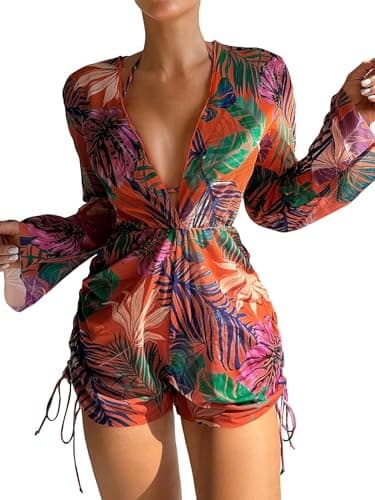 Women's 3 Piece Swimsuit Set with Sheer Mesh Cover Up