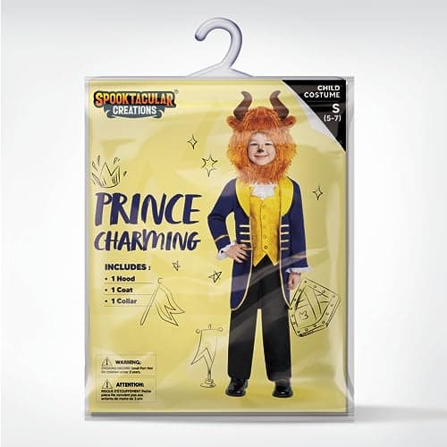 Boy's Blue Prince Costume with Beast Hood for Halloween Dress Up