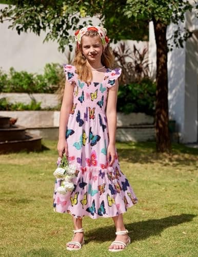 Retsugo Flutter Sleeve Birthday Party Dress for Girls 1-8 Years