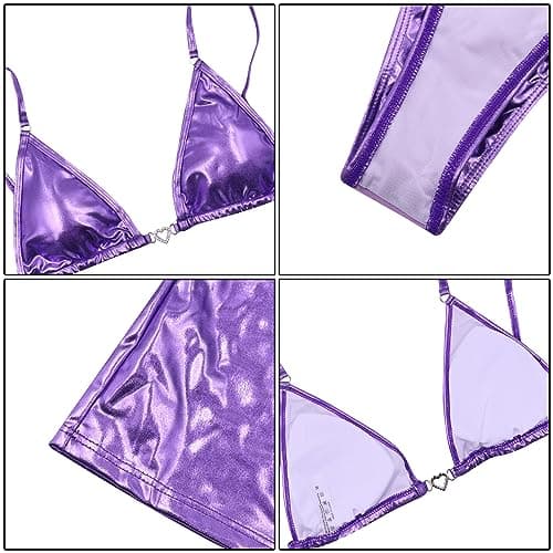 ZGMYC Women's Holographic Snakeskin Triangle Bikini with Sexy Cutout Mini Skirt