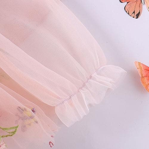 ODASDO Newborn Baby Girl Tutu Dress with Flower Embroidery