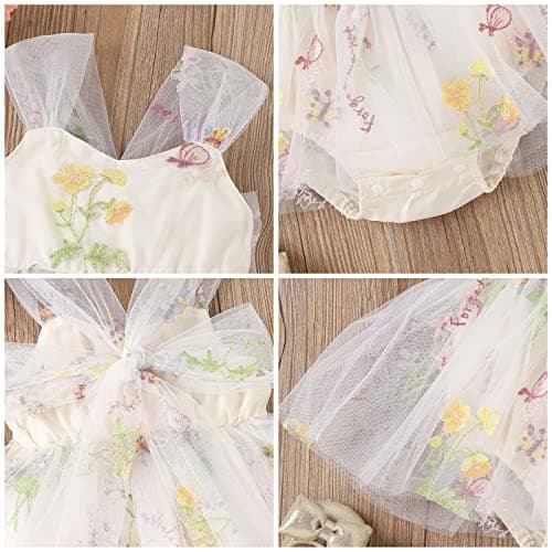 Newborn Baby Girl 1st Birthday Floral Lace Romper Dress for Cake Smash Photo Shoot