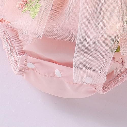 ODASDO Newborn Baby Girl Tutu Dress with Flower Embroidery