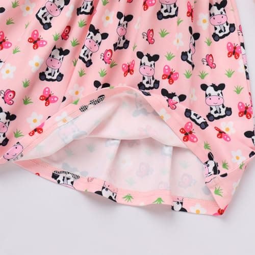 Toddler Baby Girls Birthday Dress with Headband Strawberry Cow Cake Smash Outfit