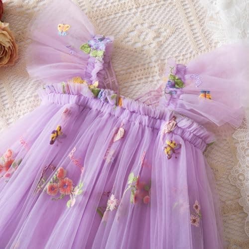 NNJXD Casual Flower Embroidered Tulle Dress for Baby GirlsToddler