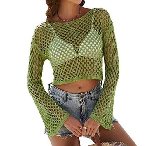 IMEKIS Women Crochet Knit Crop Tops