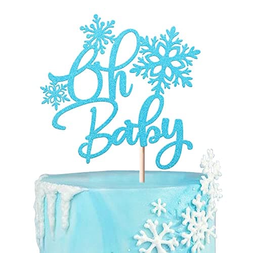 Rsstarxi 1 Pack Snowflake 1st Birthday Cake Topper Silver Glitter Party Decor