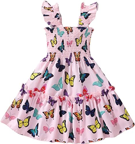 Retsugo Flutter Sleeve Birthday Party Dress for Girls 1-8 Years