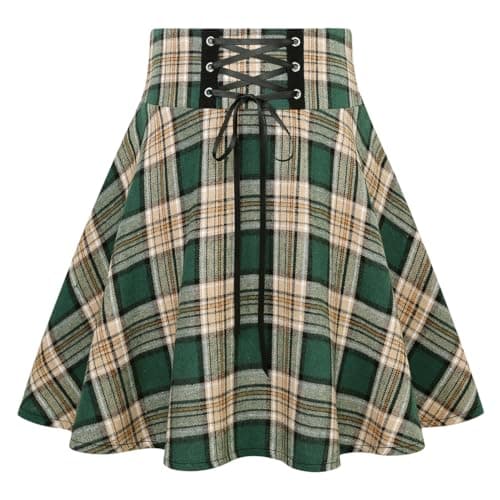 IDEALSANXUN Women's High Waist Gothic Plaid Mini Skirts