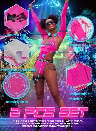Ella Lust Rave Bodysuit & Crop Top - Neon Mesh Festival Outfit