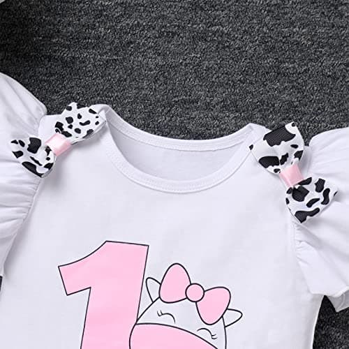 IMEKIS Baby Girl 1st Birthday Outfit with Romper and Tutu Skirt
