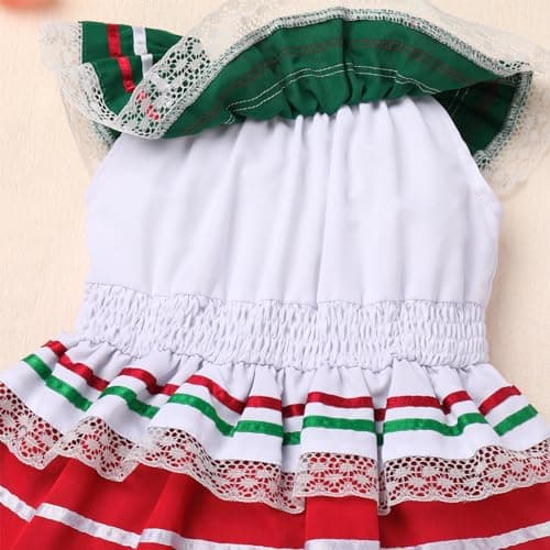 Baby Girl Mexican Fiesta Romper Dress with Flower Headband