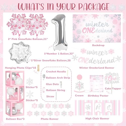 Winter Onederland Birthday Party Decorations for Girls' 1st Birthday