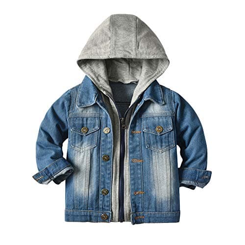 IMEKIS Toddler Denim Hooded Coat for Boys & Girls Fall Outwear