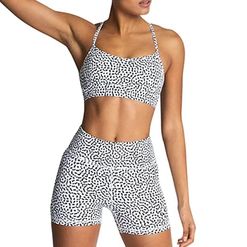 IDOPIP Women's Seamless High-Waist Legging Shorts & Sports Bra Tracksuit Set