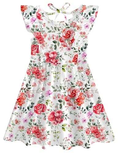 RAISEVERN Summer Ruffle Sleeve Dress for Toddler Girls 2-6T