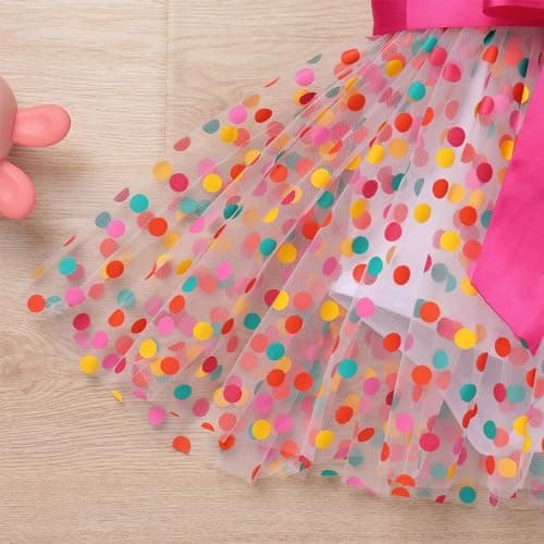 Rainbow Polka Dots Romper Princess Party Tutu Dress with Headband Cake Smash Clothes for Baby Girls