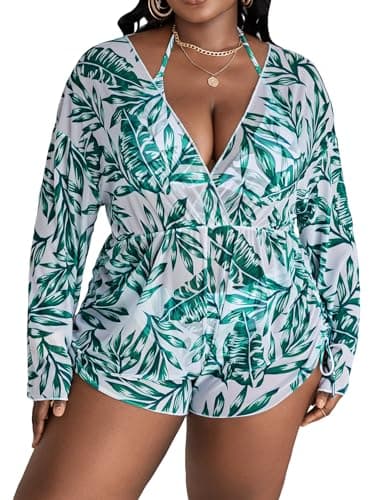 Women's 3 Piece Swimsuit Set with Sheer Mesh Cover Up