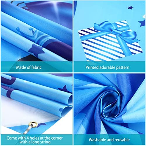 Blue Happy 1st Birthday Backdrop Banner