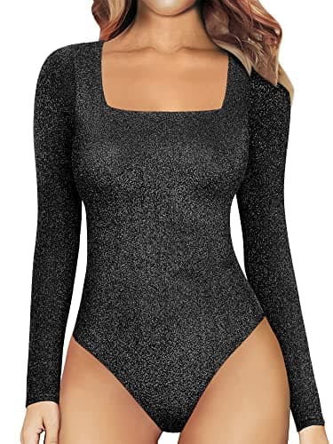 Nlife Women's Sexy Backless Square Neck Bodysuit