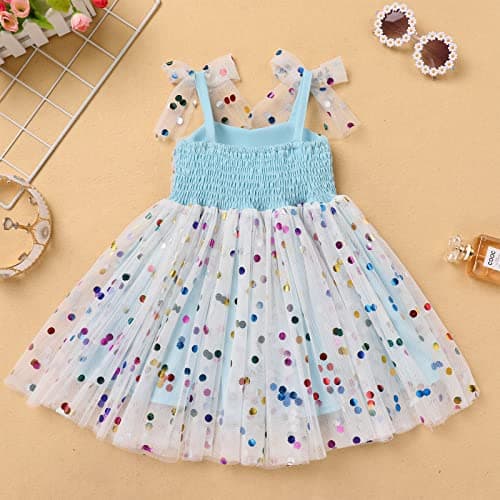 Toddler Girl Birthday Princess Dress with Shiny Confetti - Boho Rainbow Cake Smash Outfit (1-6T)