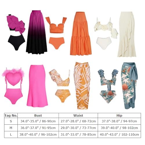 IMEKIS Women's 3-Piece Ruffle Floral Print Vintage Bikini Swimwear for Summer Holiday