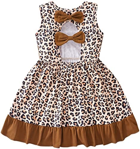 Popshion Sleeveless Back Bowknot Dress for Toddler Girls 1-7 Years Summer Birthday Party Clothes