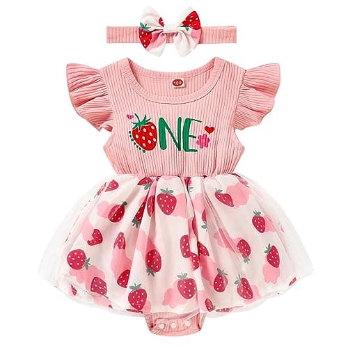 GRNSHTS Baby Girl 1st Birthday Romper & Headband for Princess Photo Shoot