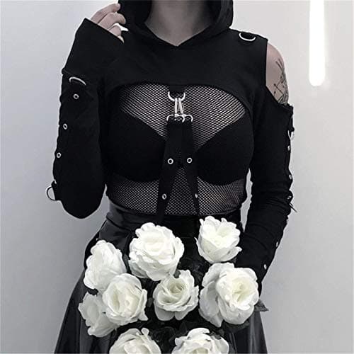 Gothic Punk Hoodies for Women in Crop Tops Style