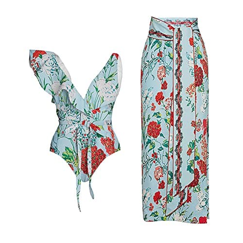 Women's 2-Piece Swimsuit with Cover-Up - Tropical Bikini Set for Summer