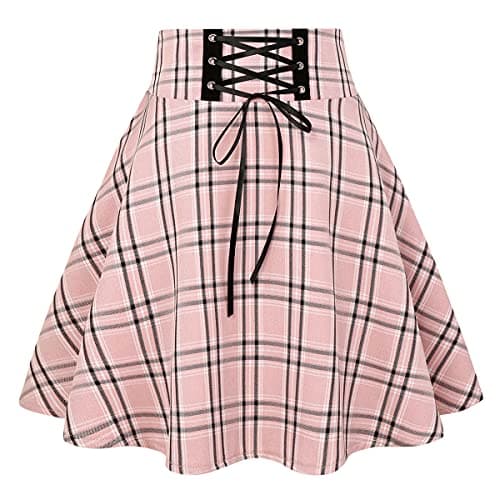 IDEALSANXUN Women's High Waist Gothic Plaid Mini Skirts