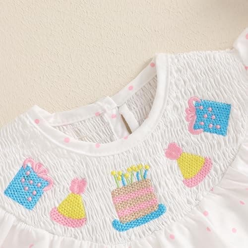 XKwyshop Baby Girl 1st Birthday Outfit 1 Year Old Smocked Bubble Romper