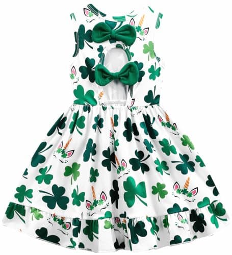 Popshion Sleeveless Back Bowknot Dress for Toddler Girls 1-7 Years Summer Birthday Party Clothes